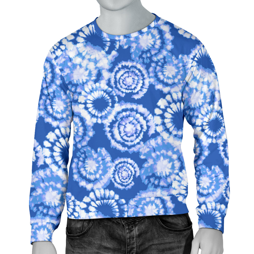 Tie Dye Blue Design Print Men Long Sleeve Sweatshirt