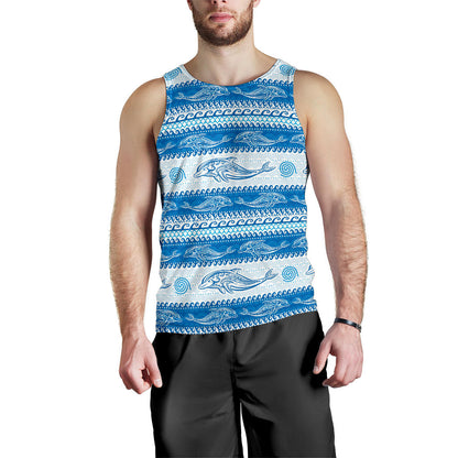 Dolphin Tribal Print Pattern Men Tank Top