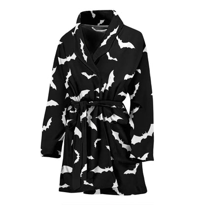 Bat Pattern Print Design 05 Women Bathrobe