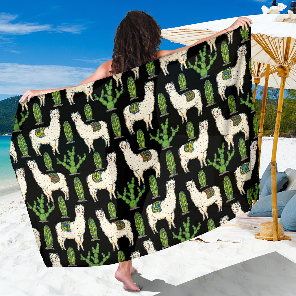 Llama Cactus Pattern Print Design 011 Sarong Pareo Wrap