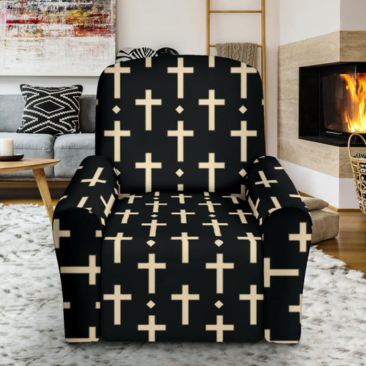 Cross Pattern Print Design 03 Recliner Slipcover with Pocket