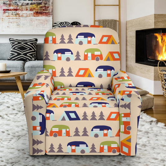 Camper Tent Pattern Print Design 03 Recliner Slipcover with Pocket