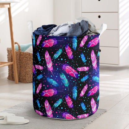 Feather Colorful Boho Design Print Laundry Basket