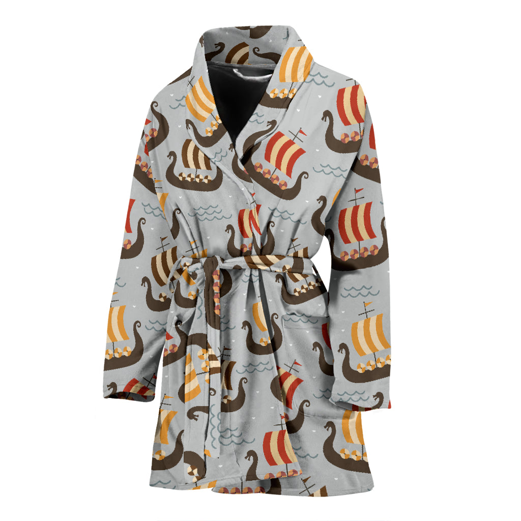 Vikings Print Design LKS308 Women Bathrobe