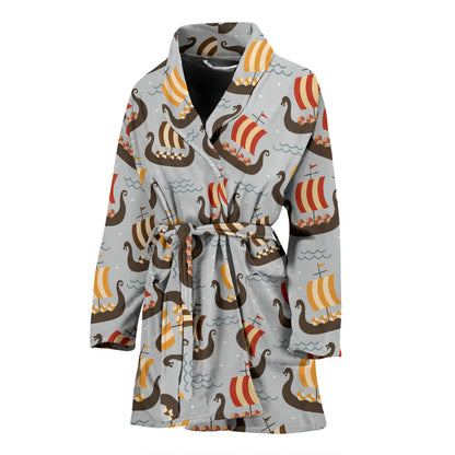 Vikings Print Design LKS308 Women Bathrobe