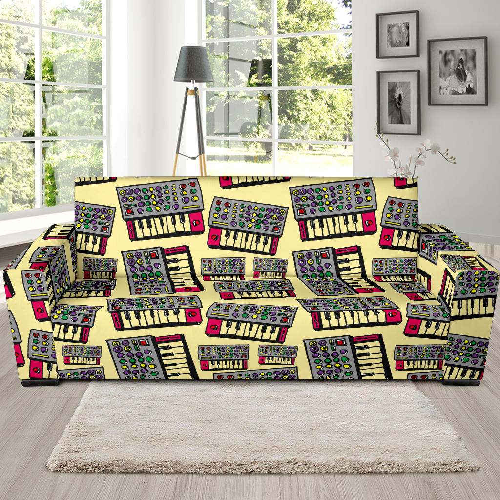 Synthesizer Pattern Print Design 01 Sofa Slipcover