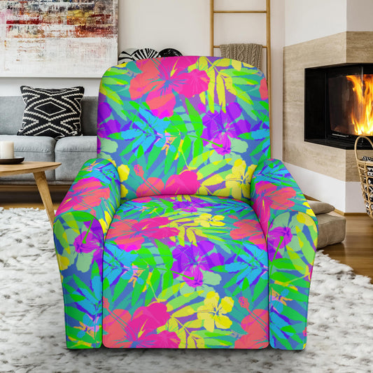 Neon Tropical Pattern Print Design A03 Recliner Slipcover with Pocket