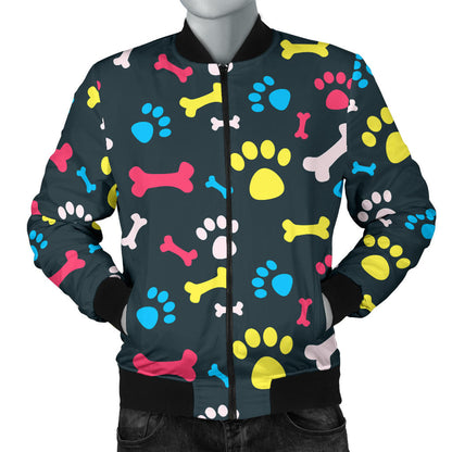 Paw Design Print Men Bomber Jacket