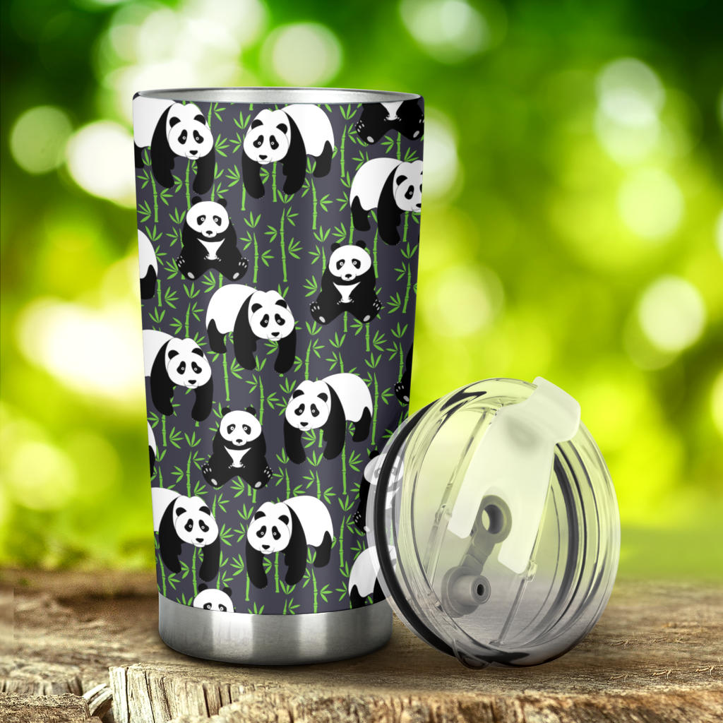 Panda Bear Bamboo Themed Print Tumbler