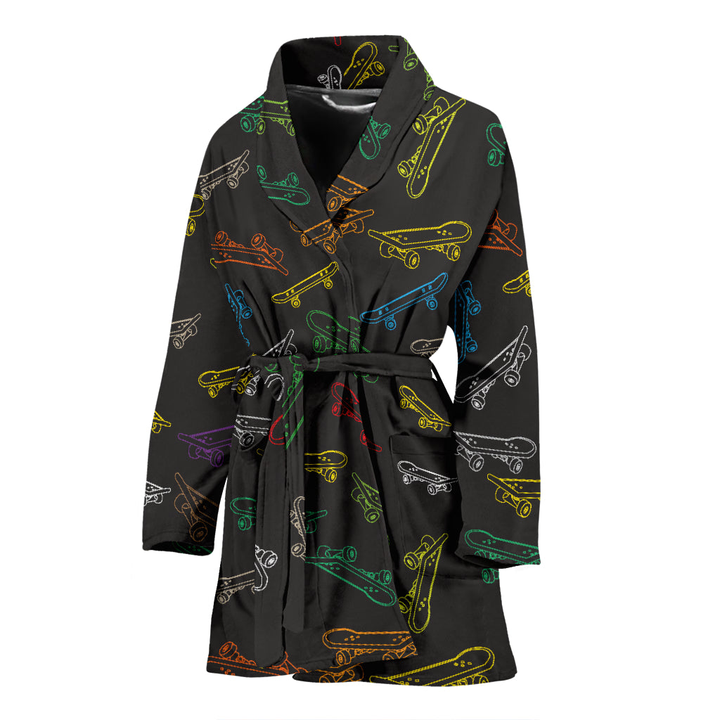 Skateboard Print Design LKS301 Women Bathrobe