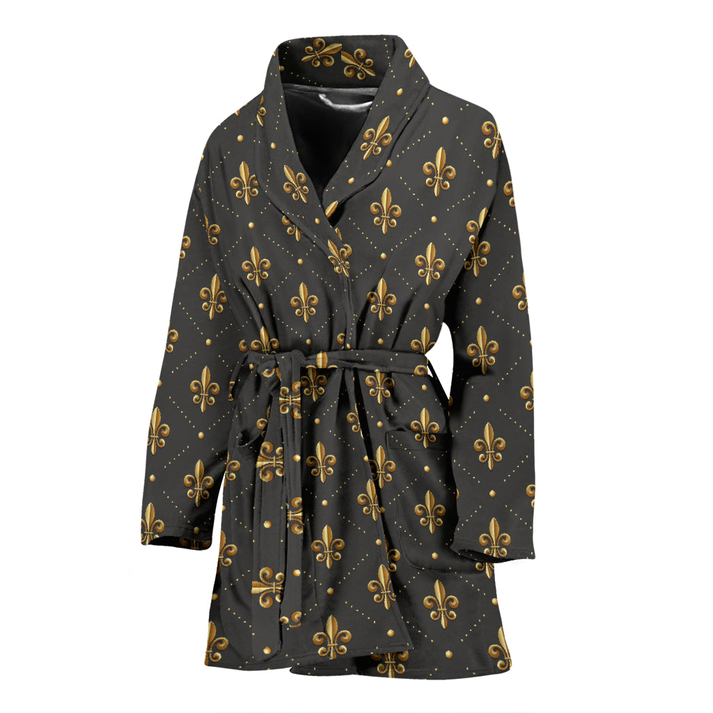 Fleur De Lis Print Design LKS402 Women Bathrobe