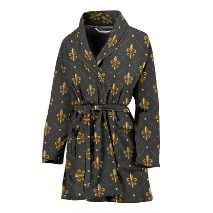 Fleur De Lis Print Design LKS402 Women Bathrobe