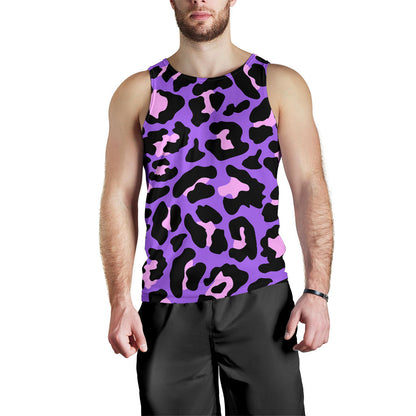 Cheetah Purple Neon Print Pattern Men Tank Top