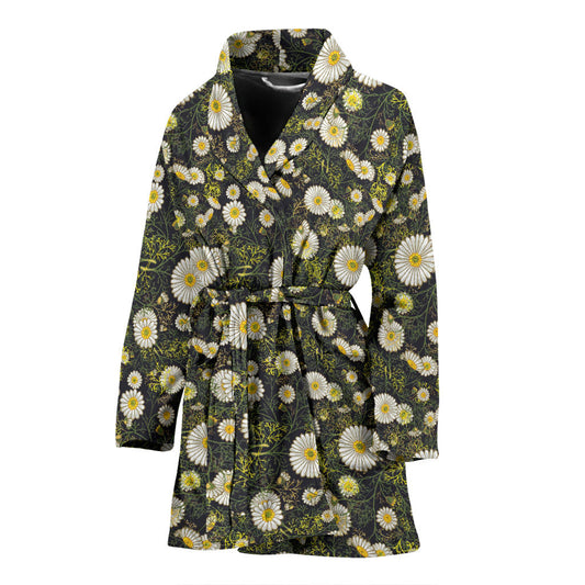 Daisy Pattern Print Design 03 Women Bathrobe