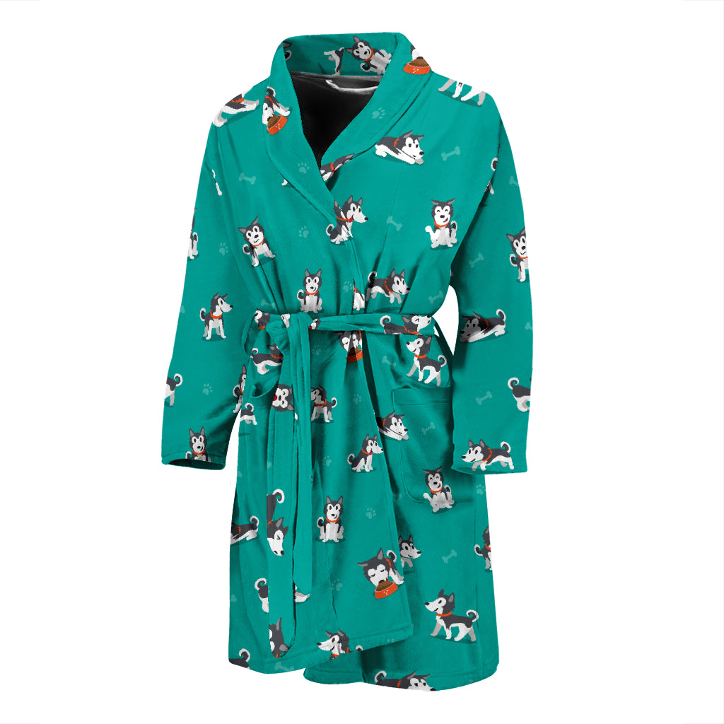 Siberian Huskies Print Design LKS303 Men Bathrobe