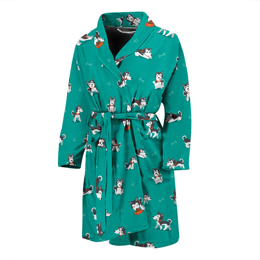Siberian Huskies Print Design LKS303 Men Bathrobe