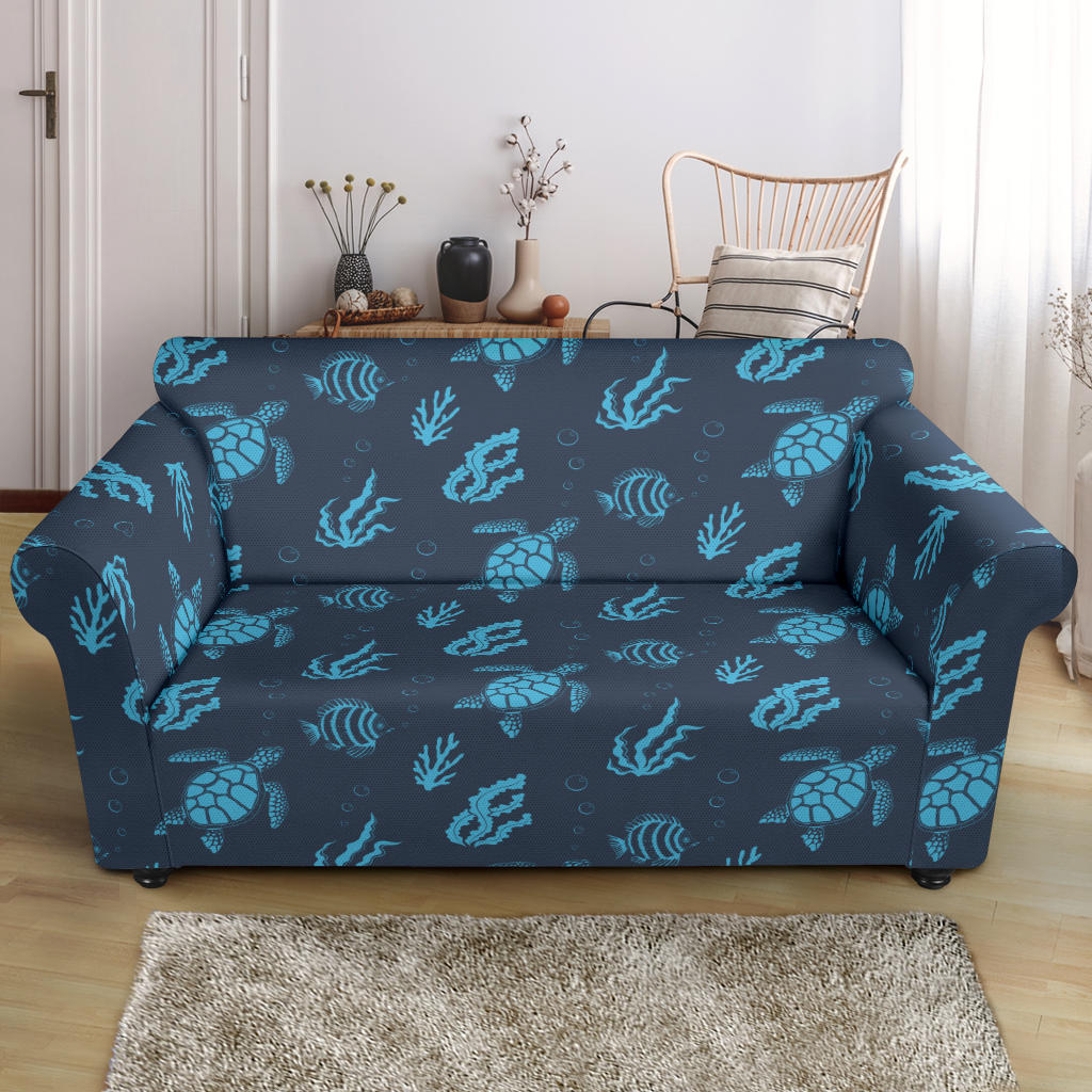 Sea Turtle Print Design LKS307 Loveseat Couch Slipcover