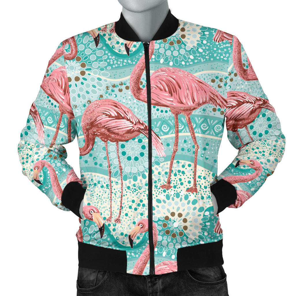 Flamingo Background Themed Print Men Bomber Jacket