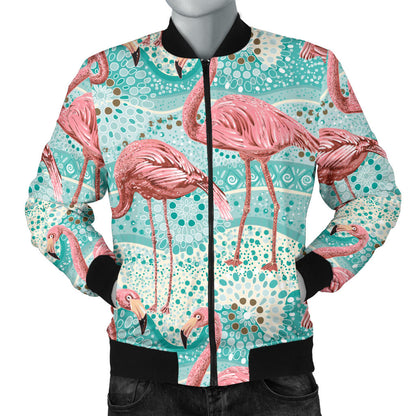 Flamingo Background Themed Print Men Bomber Jacket