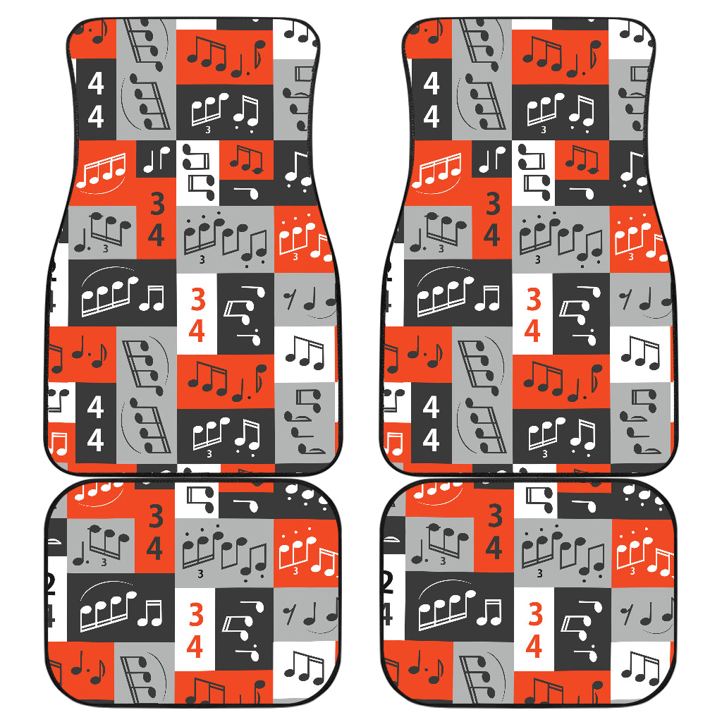 Music Note Design Themed Print Car Floor Mats Front Back