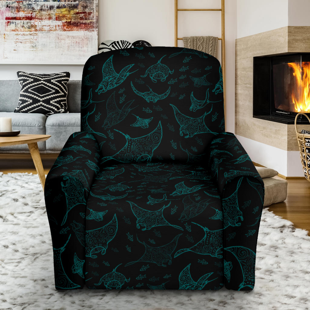 Manta Ray Print Design LKS402 Recliner Slipcover with Pocket