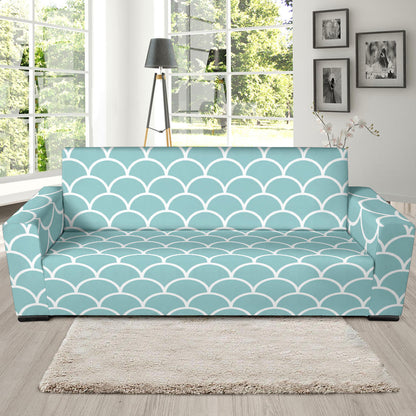 Scales Teal Pattern Print Design 02 Sofa Slipcover