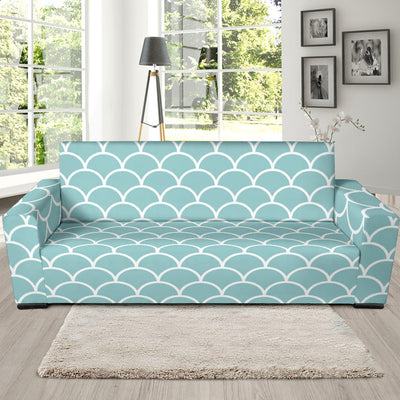 Scales Teal Pattern Print Design 02 Sofa Slipcover