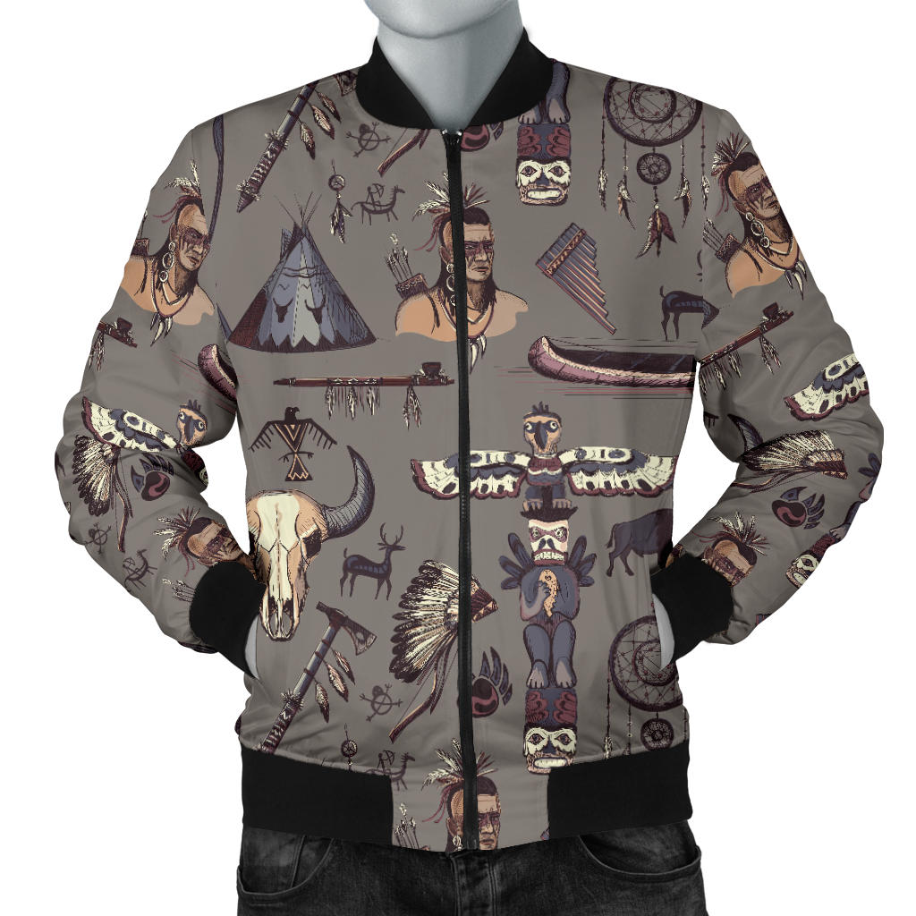 Native Indian life Design Print Men Bomber Jacket