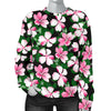 Hibiscus Pink Flower Hawaiian Print Women Long Sleeve Sweatshirt