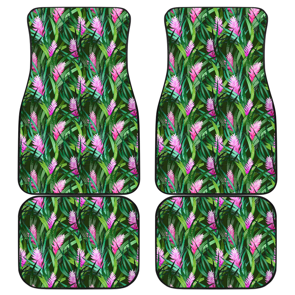 Tropical Folower Pink Heliconia Print Car Floor Mats Front Back