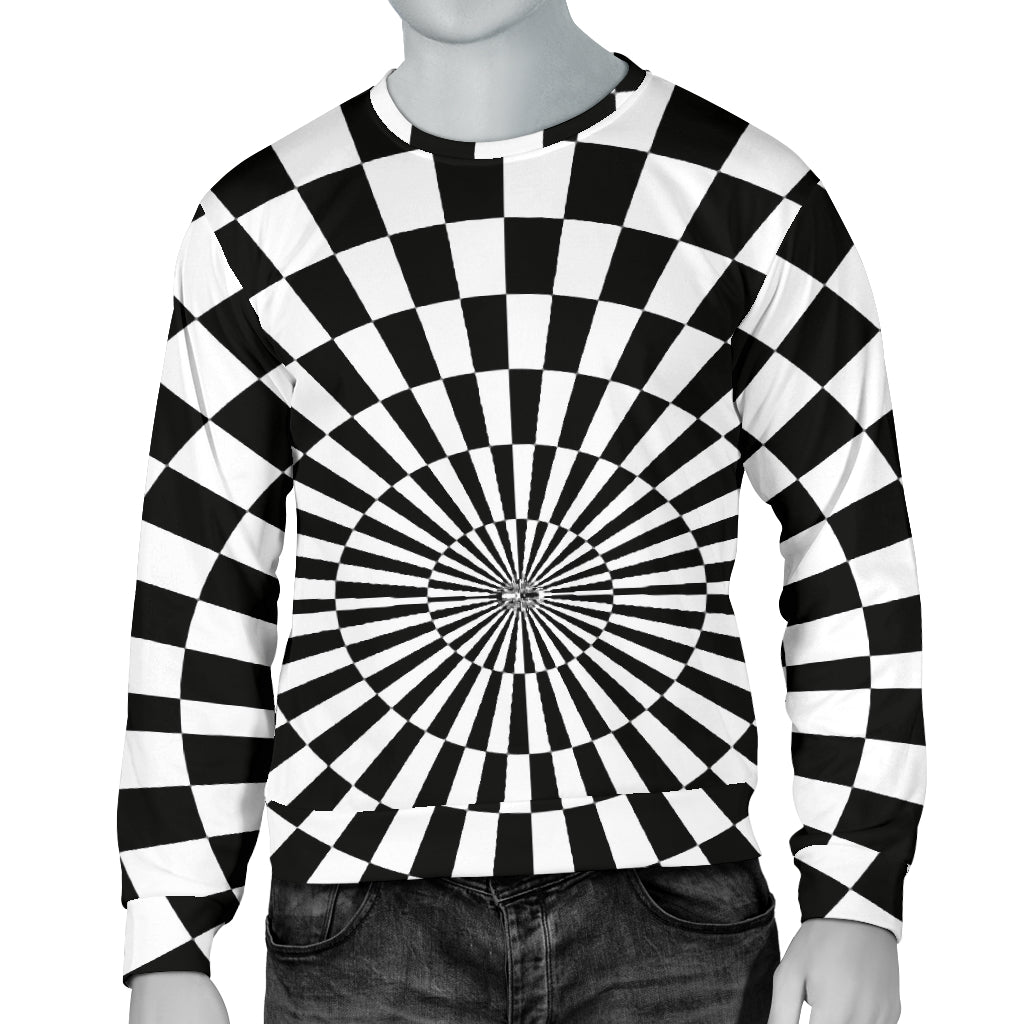 Checkered Flag Optical illusion Men Long Sleeve Sweatshirt