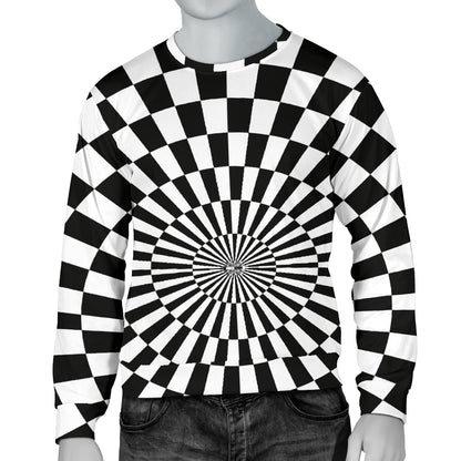 Checkered Flag Optical illusion Men Long Sleeve Sweatshirt