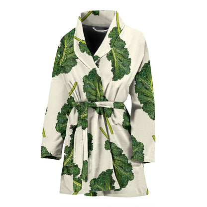 Kale Pattern Print Design 03 Women Bathrobe