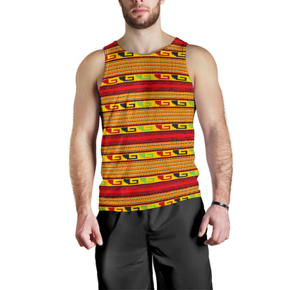 Mexican Blanket Ornament Print Pattern Men Tank Top