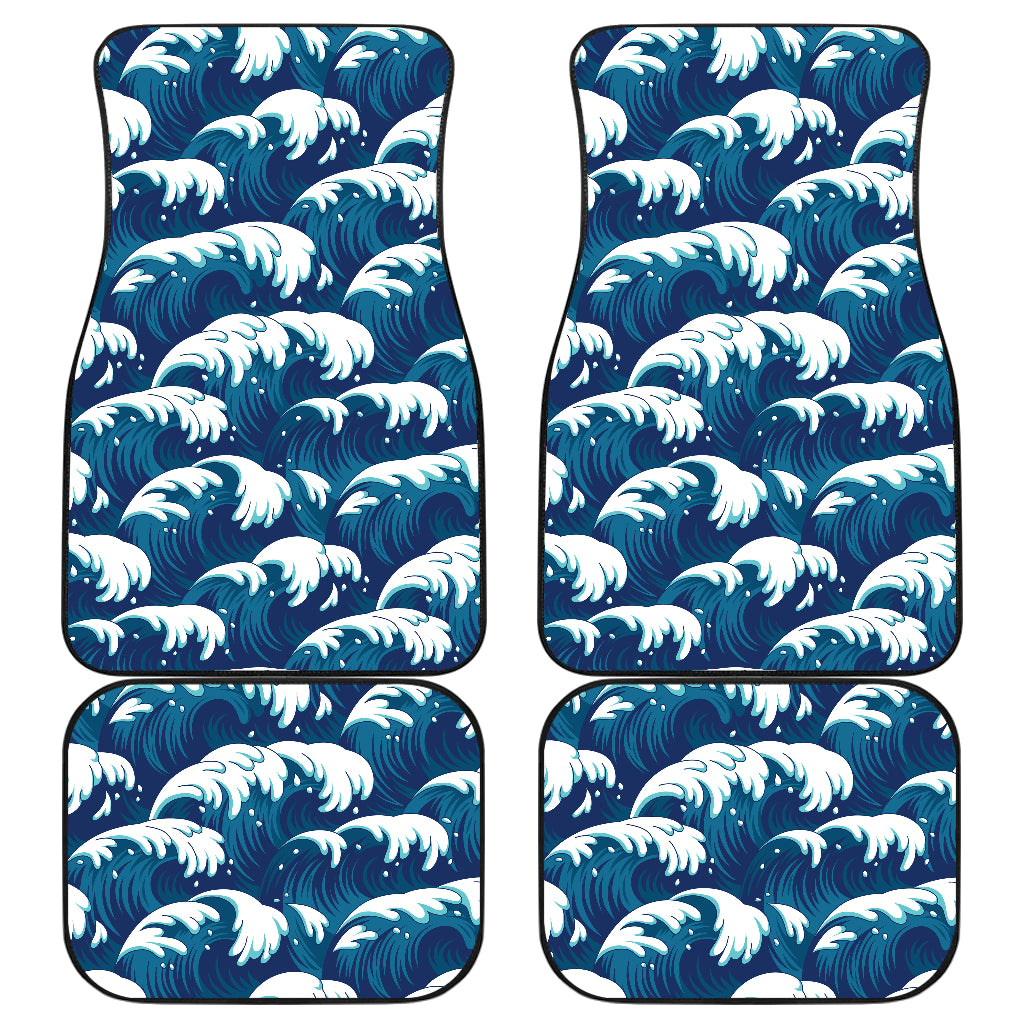 Ocean Wave Pattern Print Car Floor Mats Front Back