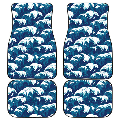 Ocean Wave Pattern Print Car Floor Mats Front Back