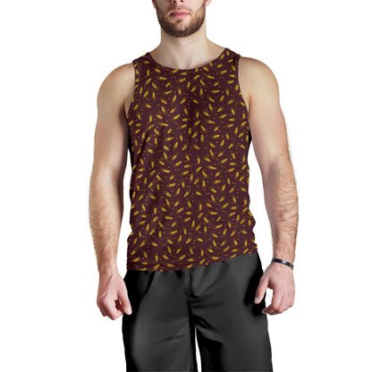 Agricultural Gold Wheat Print Pattern Men Tank Top