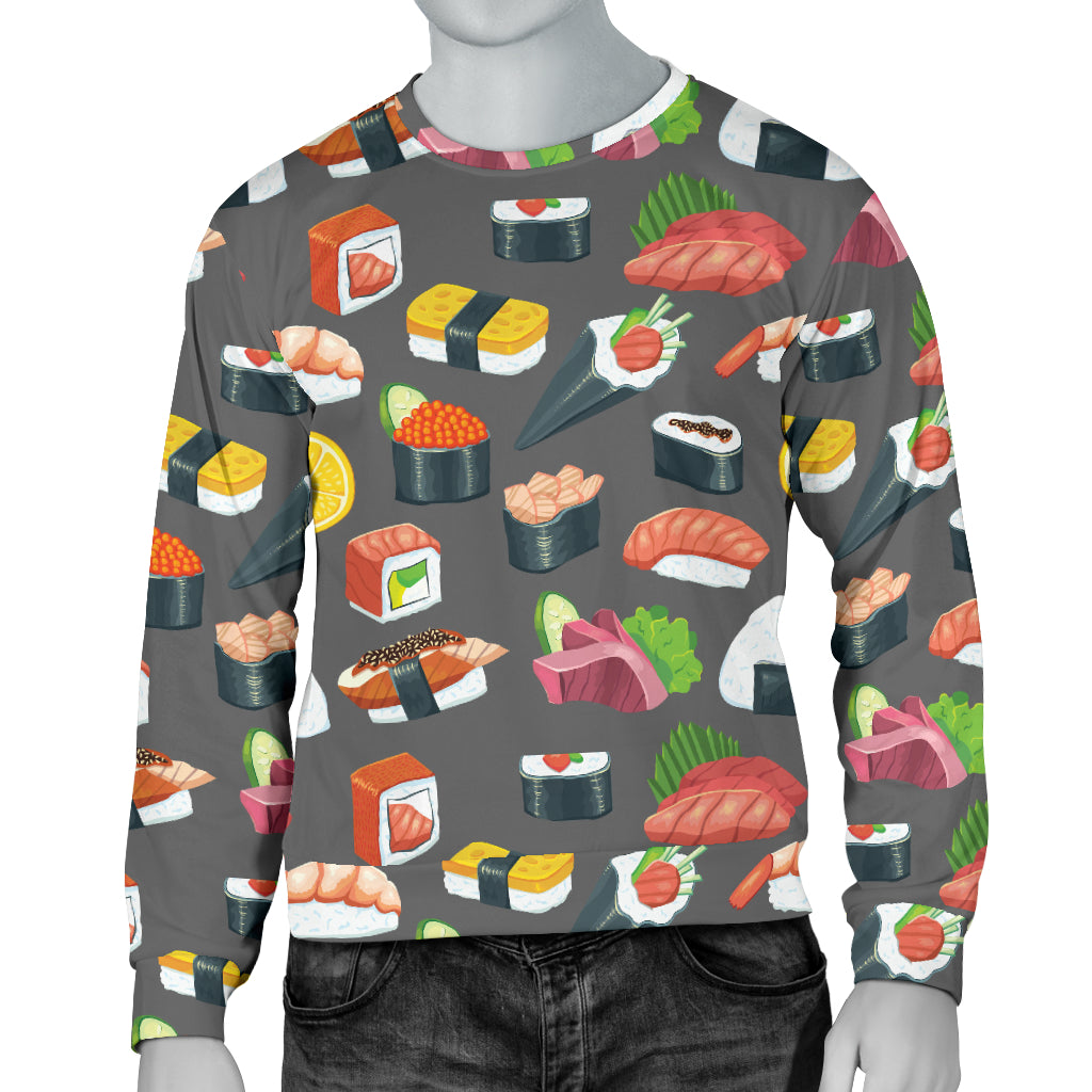 Sushi Pattern Print Men Long Sleeve Sweatshirt