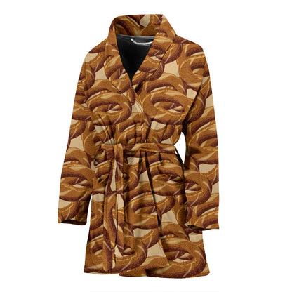 Bagel Pattern Print Design 02 Women Bathrobe