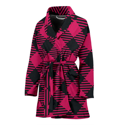 Buffalo check Pink Pattern Print Design 01 Women Bathrobe