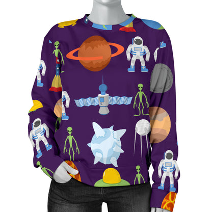 Alien Astronaut Planet Women Long Sleeve Sweatshirt