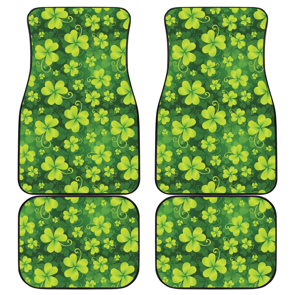 Shamrock Clover Print Car Floor Mats Front Back