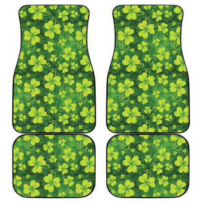 Shamrock Clover Print Car Floor Mats Front Back