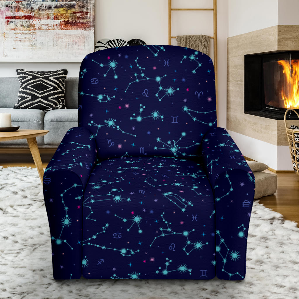Constellation Pattern Print Design 01 Recliner Slipcover with Pocket