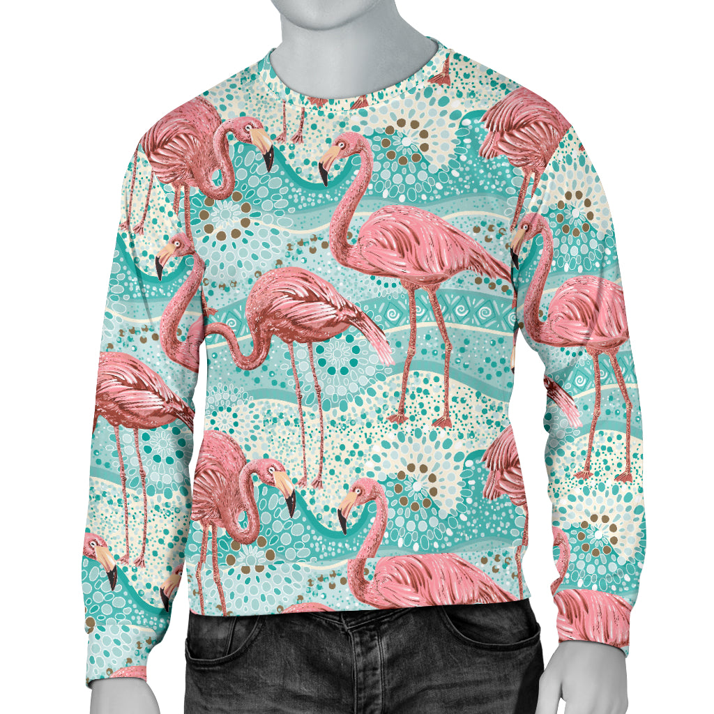 Flamingo Background Themed Print Men Long Sleeve Sweatshirt
