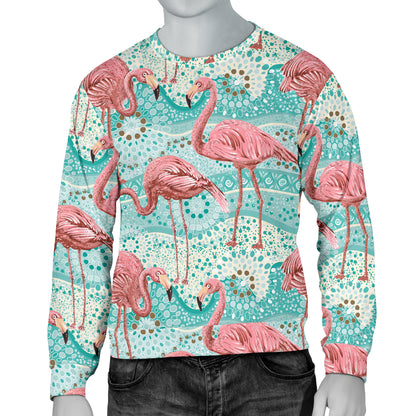 Flamingo Background Themed Print Men Long Sleeve Sweatshirt