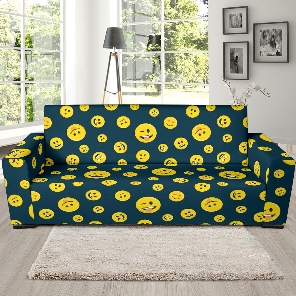 Smiley Face Emoji Print Design LKS301 Sofa Slipcover