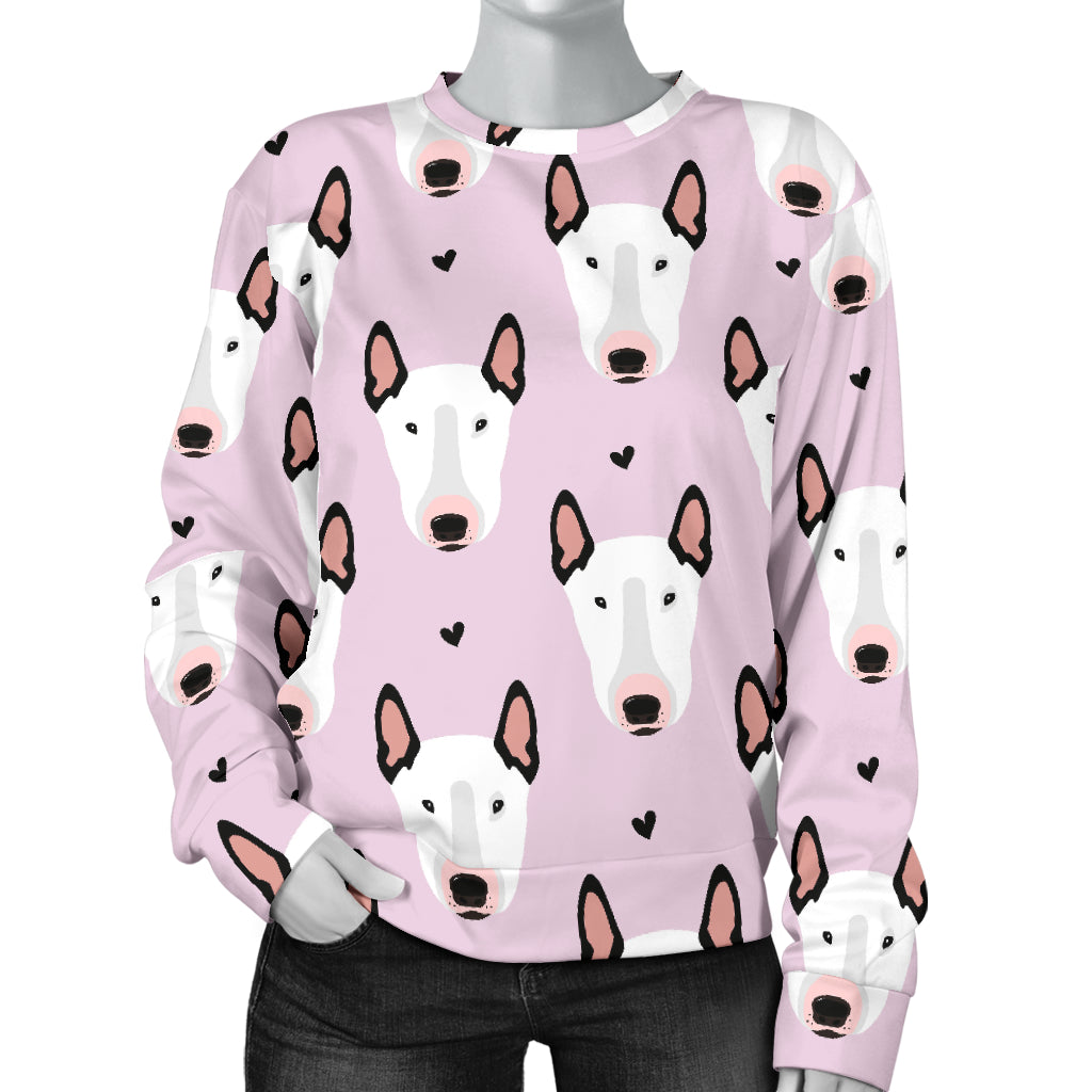 Bull Terrier Pink Print Pattern Women Long Sleeve Sweatshirt
