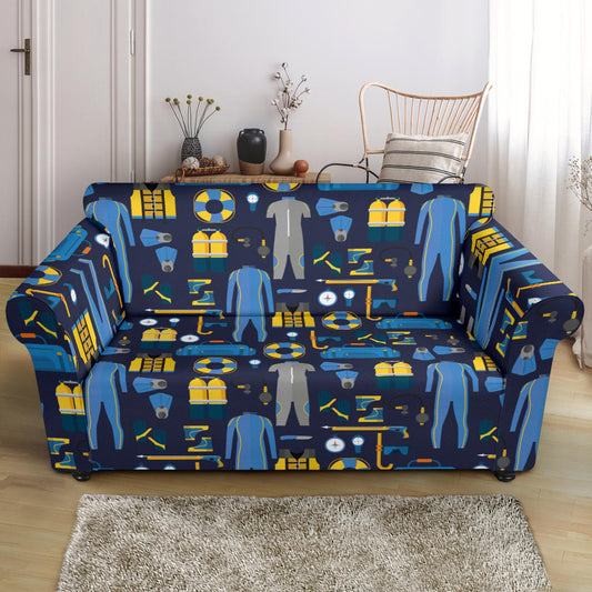 Scuba Equipment Print Design LKS305 Loveseat Couch Slipcover
