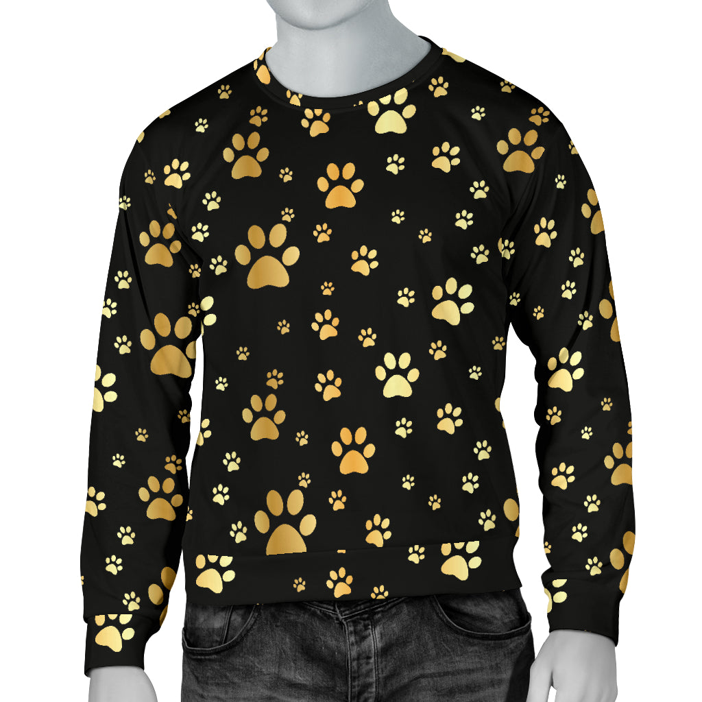 Paw Gold Print Men Long Sleeve Sweatshirt